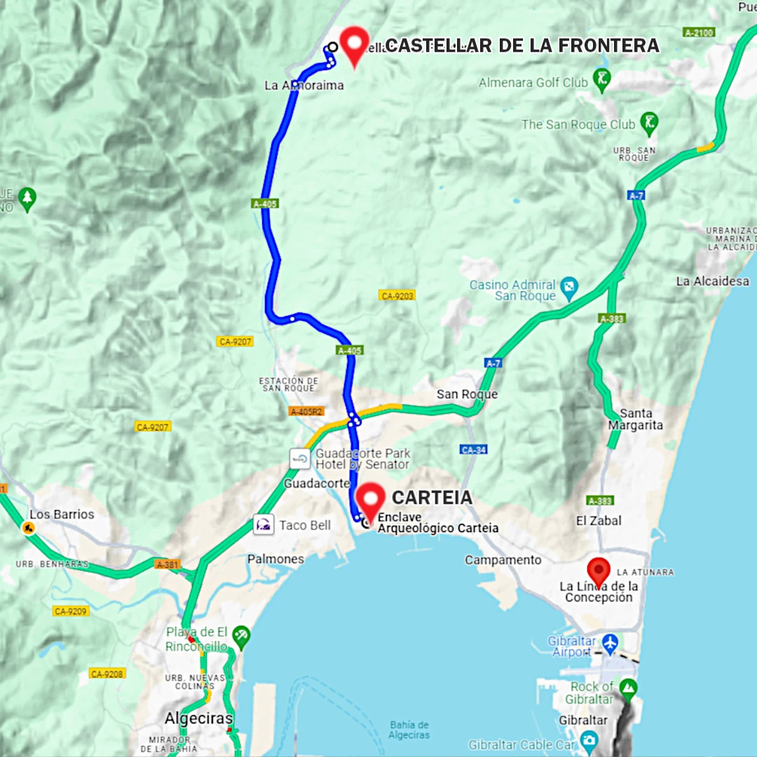 Itinerario propuesto para vehículos